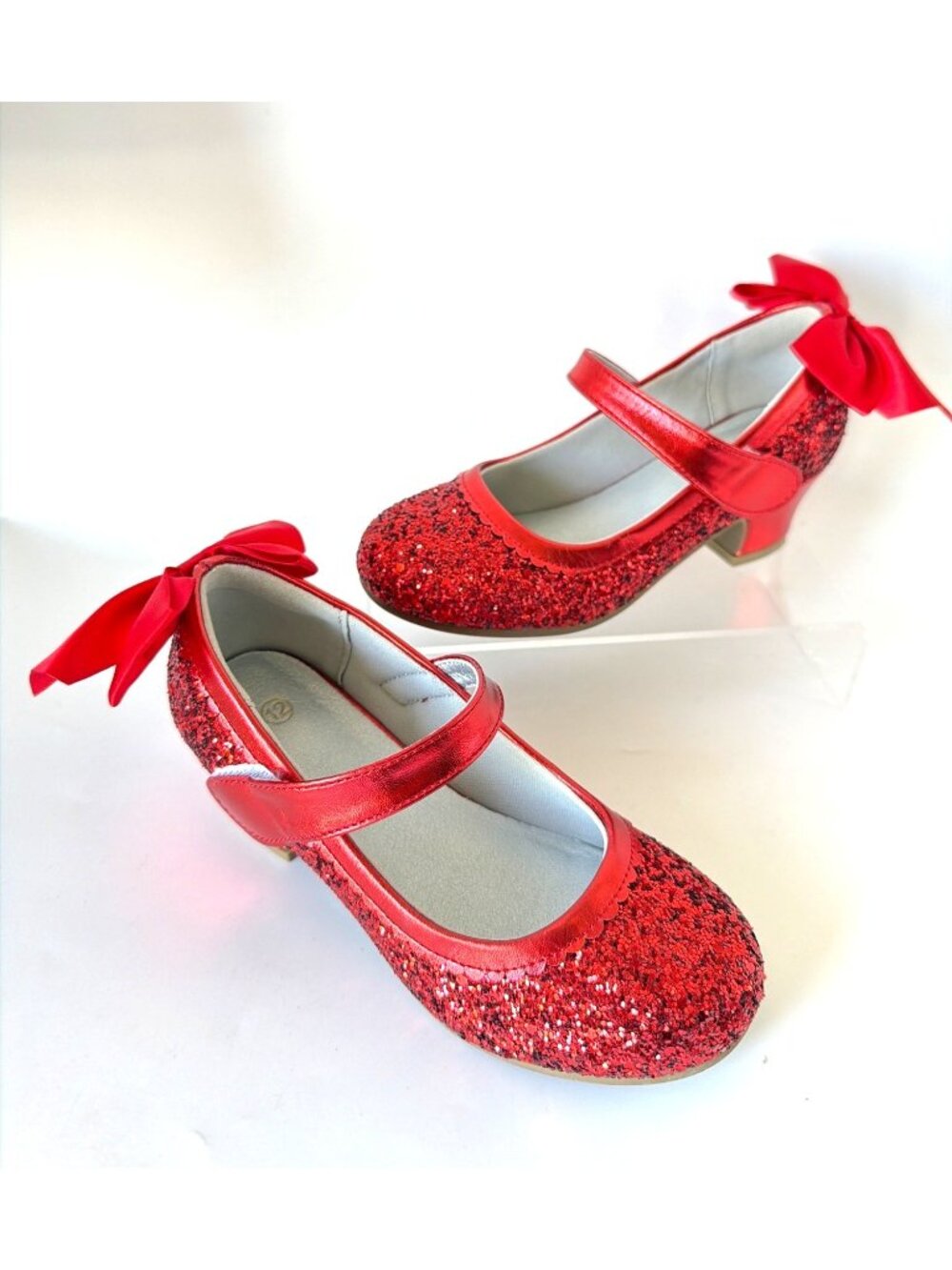 Red Glitter Dress Shoes Mary Janes Princess Heels Toddler Size 12
